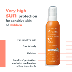 واقى شمس بخاخ للاطفال spf+50 من افين 200 مل Avene sunscreen spray for children